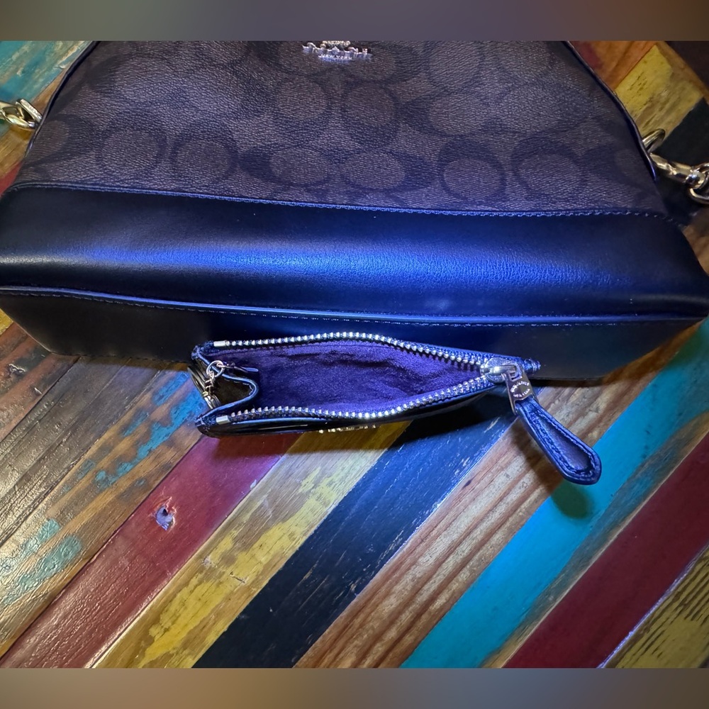 Coach Brown & Black Signature Crossbody with Matching Card Case - Picture 10 of 14